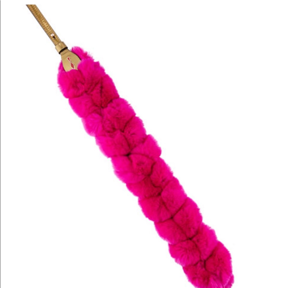 Christian Louboutin pink rabbit fur strap